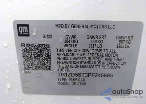 2023 Chevrolet Malibu Fwd 1Lt from USA, damaged, VIN 1G1ZD5ST3PF245665